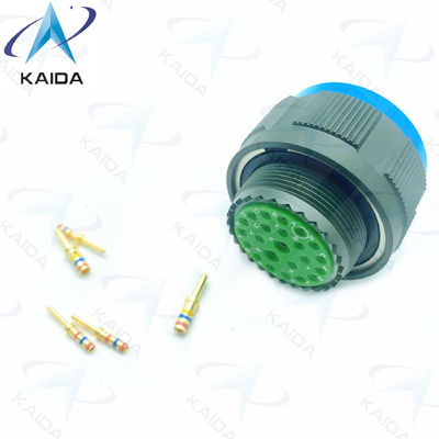 500V Cadmio verde oliva MIL-DTL-38999 Serie 3 Contatti Crimp Gold 23 Pini maschili Serie D38999/26WE99PN.8D
