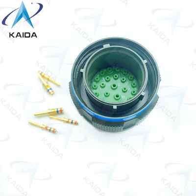 500V Cadmio verde oliva MIL-DTL-38999 Serie 3 Contatti Crimp Gold 23 Pini maschili Serie D38999/26WE99PN.8D