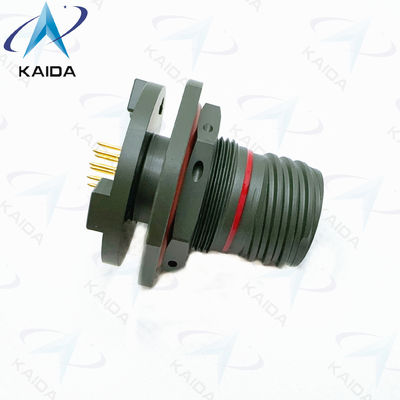 8D Serie 500 Cicli Receptacle Short PCB Tail. 8D8711C11W35PN Olive Green Cadmium.Double Flange Jam Nut Receptale