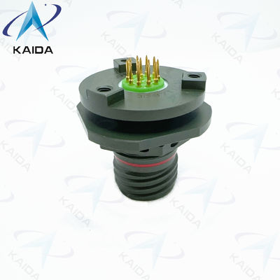 8D Serie 500 Cicli Receptacle Short PCB Tail. 8D8711C11W35PN Olive Green Cadmium.Double Flange Jam Nut Receptale