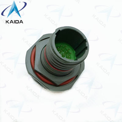 8D Serie 500 Cicli Receptacle Short PCB Tail. 8D8711C11W35PN Olive Green Cadmium.Double Flange Jam Nut Receptale