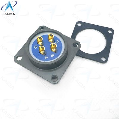 Connettore elettrico circolare serie Y50EX con guscio connettore anodizzato verde oliva. Saldatura e tenuta stagna con adesivo. Y50EX1404ZJ3NL