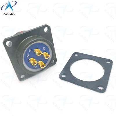 Connettore elettrico circolare serie Y50EX con guscio connettore anodizzato verde oliva. Saldatura e tenuta stagna con adesivo. Y50EX1404ZJ3NL