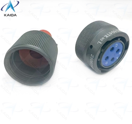 Connettore elettrico circolare sicuro e durevole -55C a 125C per applicazioni industriali, Y50EX-1404TK02L, Spina serie Y50EX con serracavo diritto, Anodizzato verde oliva