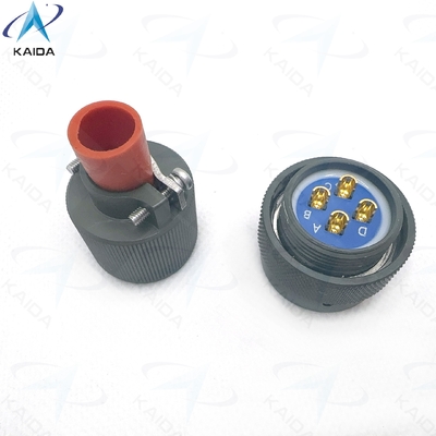 Connettore elettrico circolare sicuro e durevole -55C a 125C per applicazioni industriali, Y50EX-1404TK02L, Spina serie Y50EX con serracavo diritto, Anodizzato verde oliva