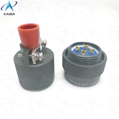 Connettore elettrico circolare sicuro e durevole -55C a 125C per applicazioni industriali, Y50EX-1404TK02L, Spina serie Y50EX con serracavo diritto, Anodizzato verde oliva