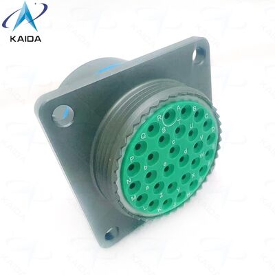 13 Un connettore di corrente MIL-DTL-38999 Serie 1 con intervallo di temperatura da meno 55 °C a più 125 °C e finitura di guscio di cadmio verde oliva.MS27656T23B29SA