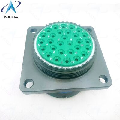 13 Un connettore di corrente MIL-DTL-38999 Serie 1 con intervallo di temperatura da meno 55 °C a più 125 °C e finitura di guscio di cadmio verde oliva.MS27656T23B29SA