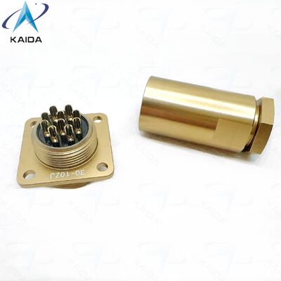 Connettore Standard Russo Serie PC PC-10ZJ Presa a Flangia Quadrata a 10 Contatti. Lega di Alluminio, Finitura Cromata. PC-10ZB.